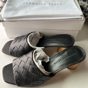 Veronica Beard Black Basketweave Slides